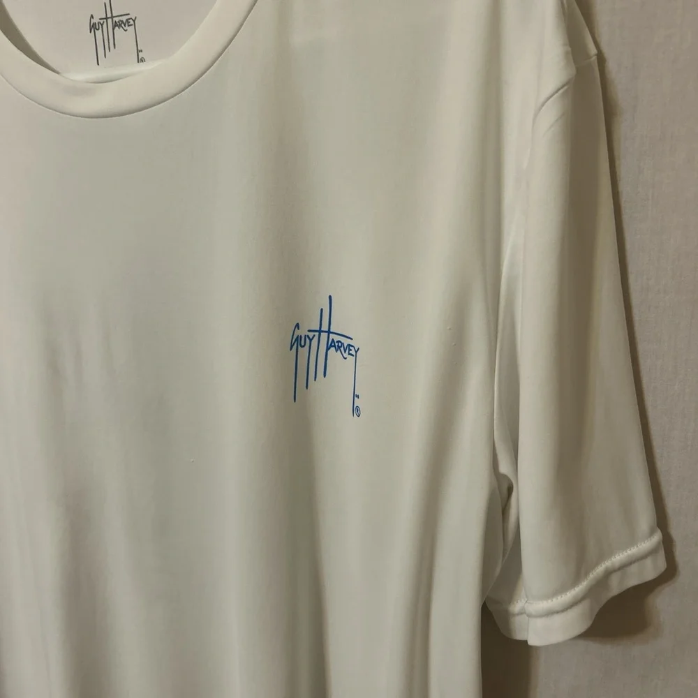 Guy Harvey White Tee with Blue Marlin Design - Picture 4 of 5